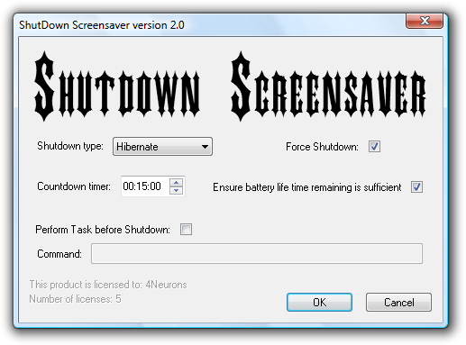 Shutdown screensaver can power down, hibernate or restart your computer.