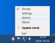 Analogue Alarm Clock - tray menu